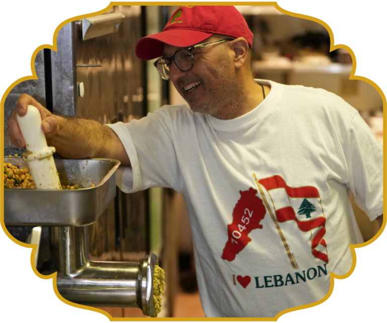 Elie, owner of That Lebanese Place, making falafel in the kitchen on Historic Commercial Street in Springfield, Missouri
